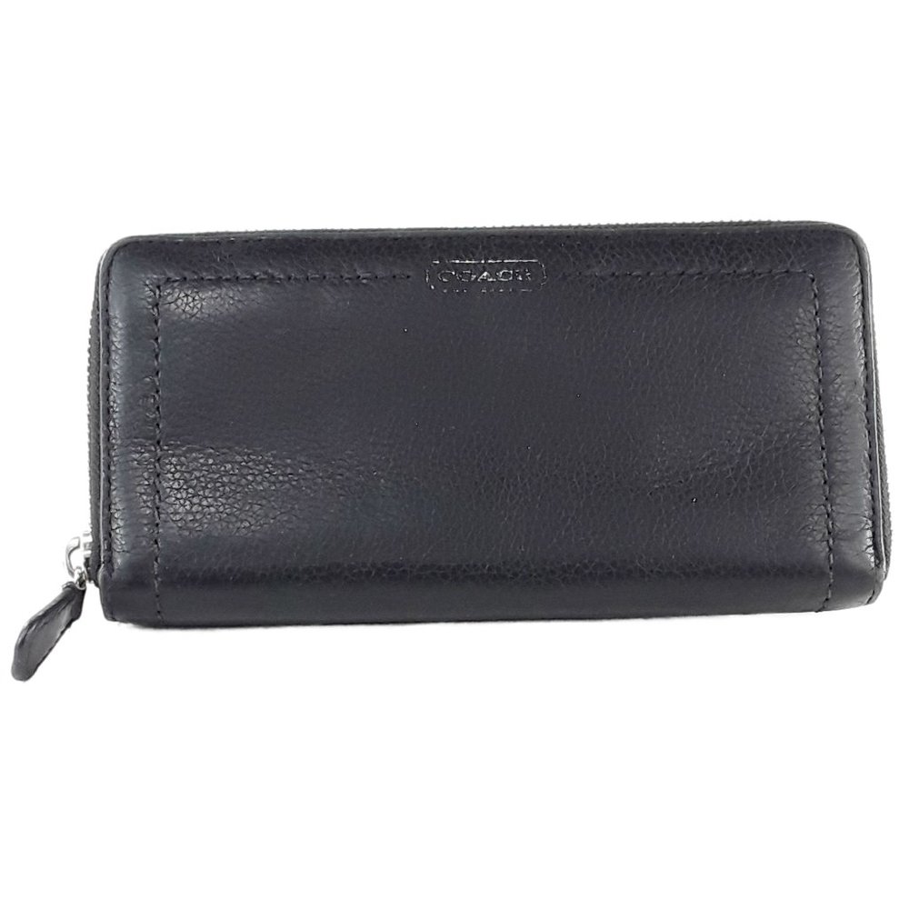 Coach Black Full Grain Leather Ziparound Envelope Wallet